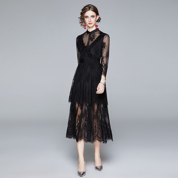

careful black dress skirtbase skirt hepburn long skirt tall women 2020 new autumn and winter lace dress base with long sleeves ntrsd, Black;gray