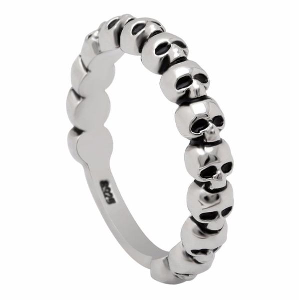 

vintage cz evil skull ring jewelry silver color punk pave skeleton design round bands finger ring for men women retro party gift, Golden;silver