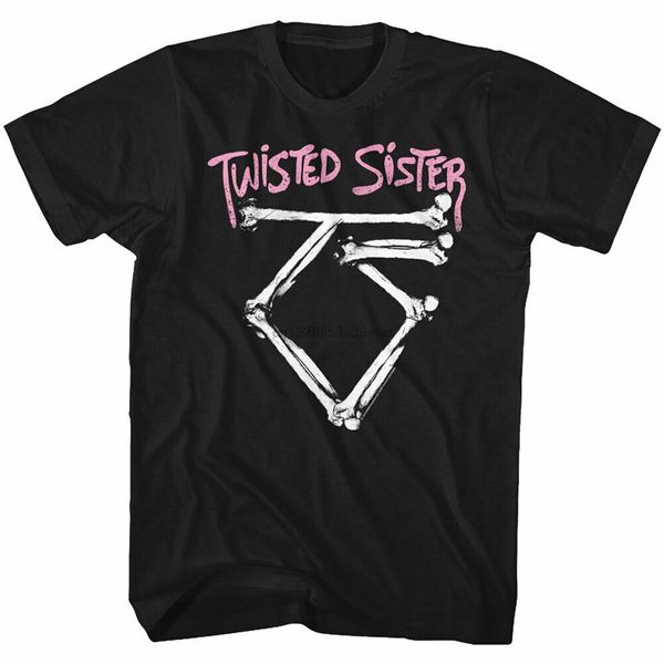 

twisted sister men's short sleeve t-shirt black bone logo confortable tee shirt
