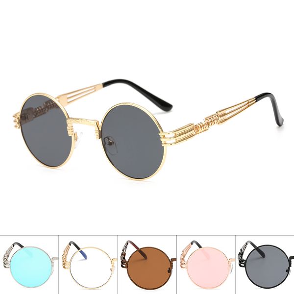 

steampunk sunglasses men metal round shades male clear sun glasses for women hip hop steam punk sunglasses for women men, White;black