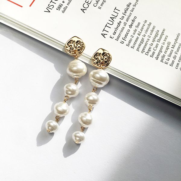 

dangle & chandelier 2021 trend brand simulated pearl long earrings for women girl female white round wedding pendant fashion korean jewelry, Silver