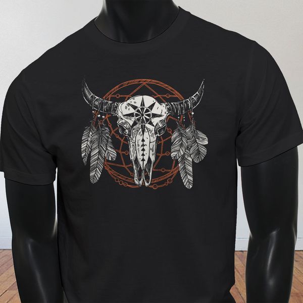 

новая весна высокого эластичный хлопок bull dream catcher skull страна пастушкы rodeo mens черная футболка летняя футболка