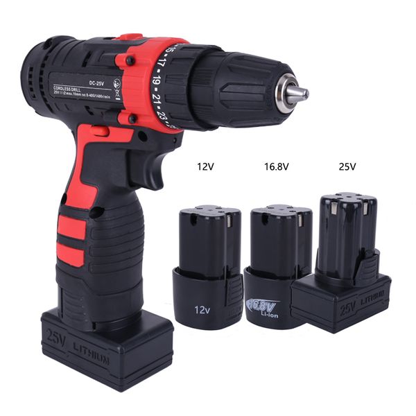 

multifunctional electric screwdriver drill 12v 16.8v 25v battery home diy cordless drill electric screwdriver wrench power tools