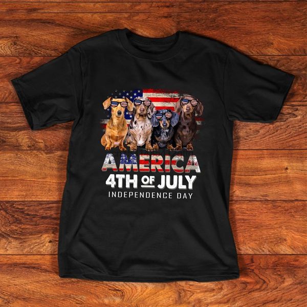 

america 4th of july independence day dachshund loves t shirt