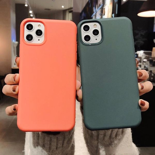 

fluorescent shockproof phone case for iphone 11 pro max xr xs max 7 8 plus x soft tpu solid color back cover coque