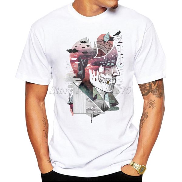 

2019 new fashion abstract brain printed men's t shirt cool summer casual tee