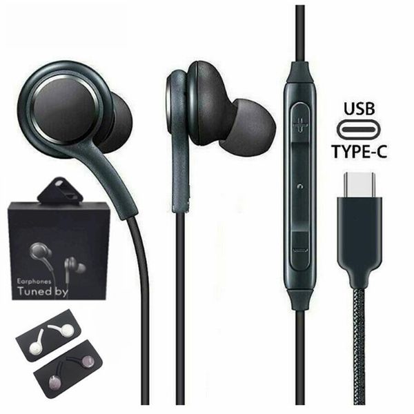 

with package for samsung galaxy note 10+ s20 ultra type c earphones in-ear wired mic volume control usb-c headset for a90 a80 a60 note10 pro