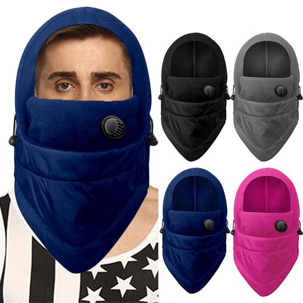 

winter warm bicycle hats windproof waterproof fleece head neck face warm hat for women men bike riding hat with breath, Black