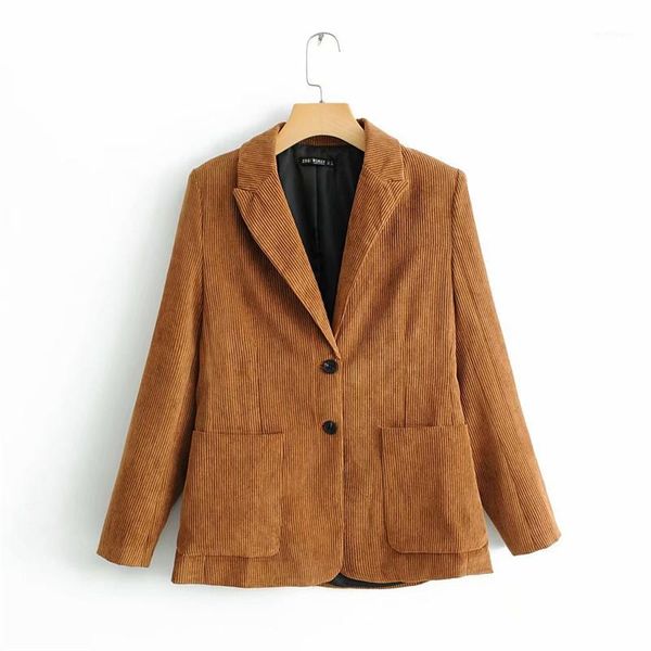 

designer lapel neck brown slim suit outerwear casual women coats vintage women corduroy coats winter fashion, Black;brown