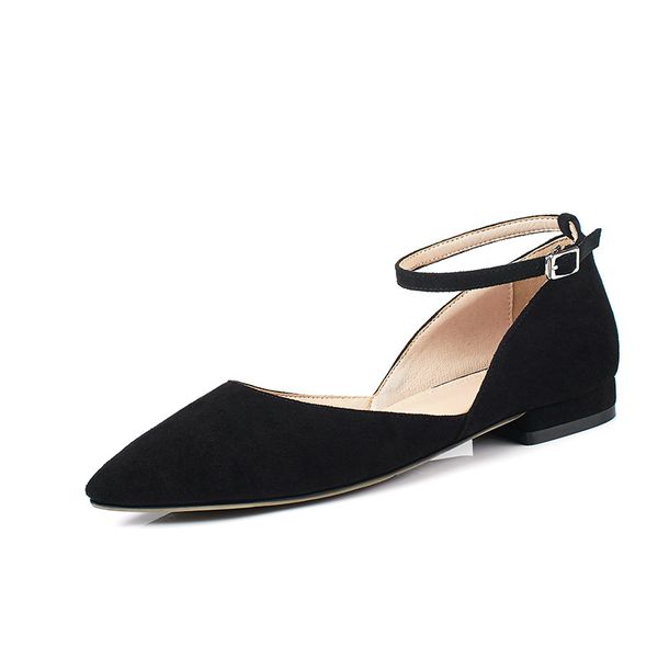 

dress shoes 19 years of age season leisure low heel side with point size code 33-43 cingulate shallow mouth single woman, Black