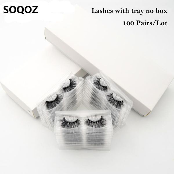 

100 pairs/lot false eyelashes 3d mink lashes with tray no box handmade mink eyelashes full strip lashes makeup fluffy