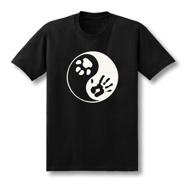 

fashion mens tshirts summer yin yang pet catdog paw print printing men t-shirts funny design cotton tees customized