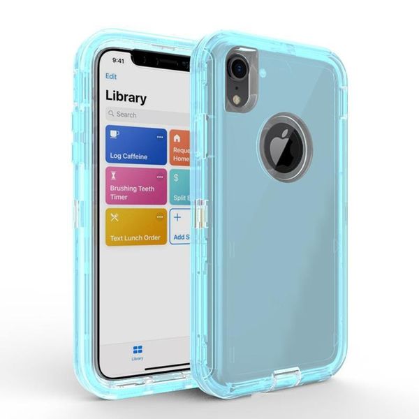 

premium transparent heavy duty 3-in-1 crystal tpu clear hybrid defender phone case for iphone 12 11 pro max xs xr 8 7 6plus