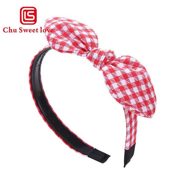 

women vintage headband twist hairband girls cute plaid printing bow knot hairband headwear hair band chic hoop hair accessories, Pink
