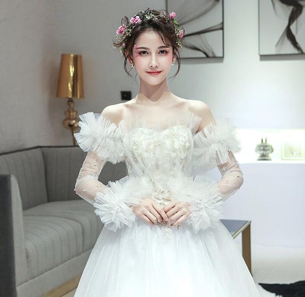 

five fingers gloves women' elegant white color long mesh glove female spring summer sunscreen beaded lace r1445, Blue;gray