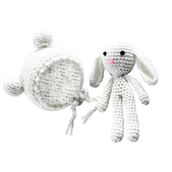 

infant baby boy girl crochet knit hat beanie bunny toy costume outfit p prop, Yellow