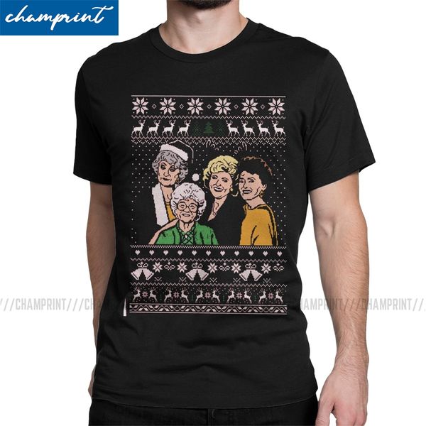 

golden girls christmas t-shirt men dorothy 80s friend tv novelty cotton tees crew neck short sleeve t shirt plus size clothes