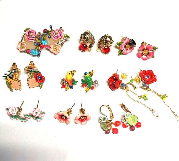 

csxjd enamel cute fawn necklace and flower earrings, Silver