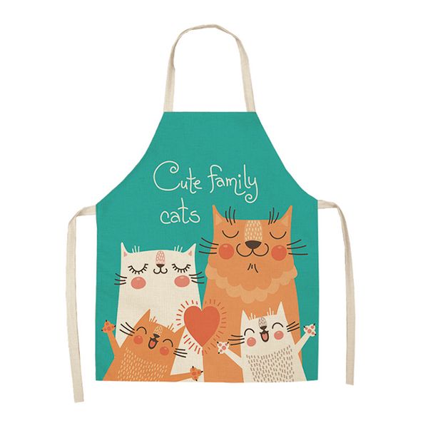 

aprons anti-fouling 1pcs cotton linen sleeveless cartoon cat printed kitchen apron home cleaning tools for men women s/l