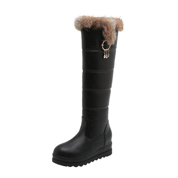 

women boots shoes wedges sonw boots wedges platform winter for women shoes waterproof over the knee high, Black