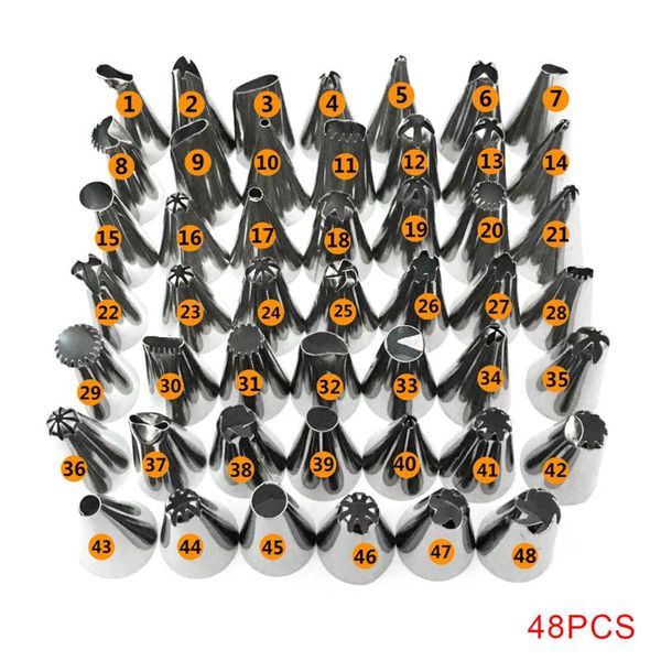 

baking & pastry tools 48pcs/set stainless steel nozzle tips diy cake decorating icing piping cream bag kitchen bakery
