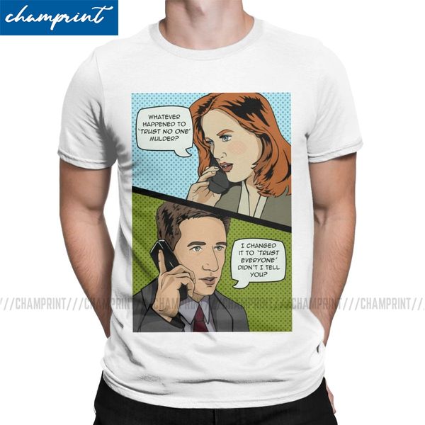 

xchange men's t shirt the x files scully mulder ufo aliens tv casual tee shirt crewneck t-shirt pure cotton classic clothing