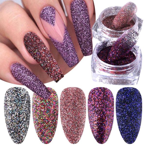 

nail glitter 6 box/set sequins for powderÂ sparkly holographic pigment gel polish flakes summer art decorations la1539-26, Silver;gold