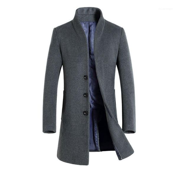 

button business style fashion hoome clothing winter mens solid trench coats lapel neck long coats, Tan;black