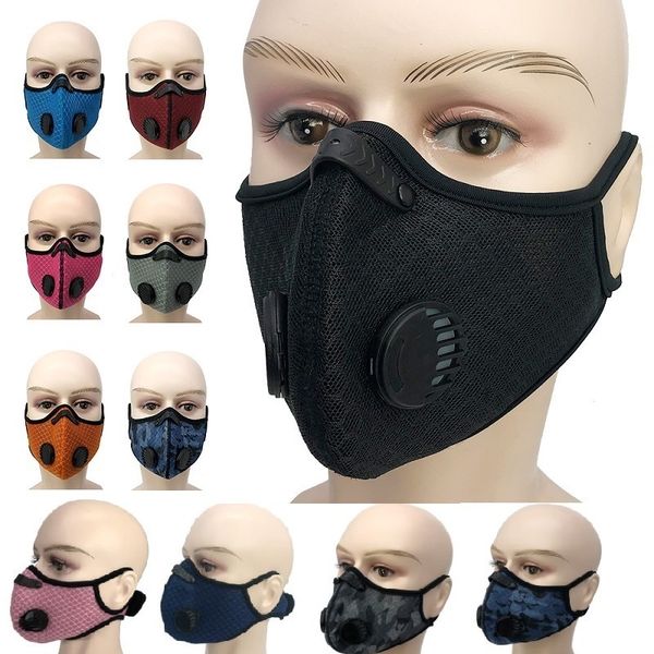 

outdoor hanging ear riding mask pm2.5 bicycle new anti-dust mask with 2pcs breathing valve adjustable mouth mask hh9-30761