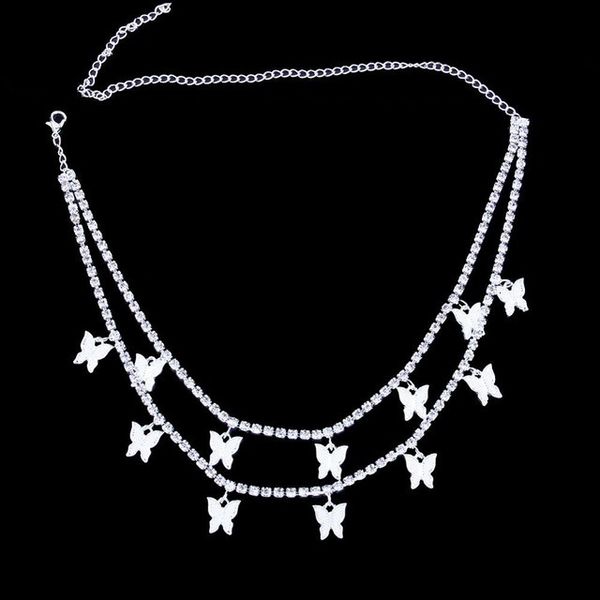 

ювелирная layered подвеска ожерелье животных бабочка choker мода для женщин iced out цепи hip hop ожерелье дня святого валентина подарок b15, Silver