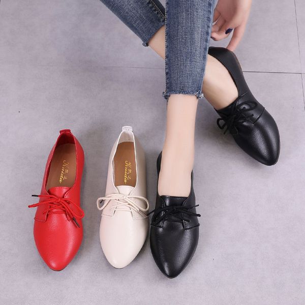 

new big size 2020 spring women flats shoes women genuine leather flats ladies shoes female cutout slip on ballet flat loafers we, Black