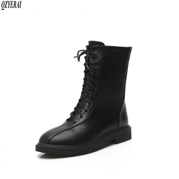 

qzyerai 2020 new winter ankle women boots motorcycle boots female to keep warm snow women shoes size 34-43, Black