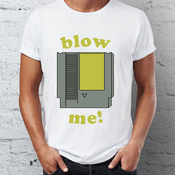

men's t shirt blow me nes cartridge funny awesome tee