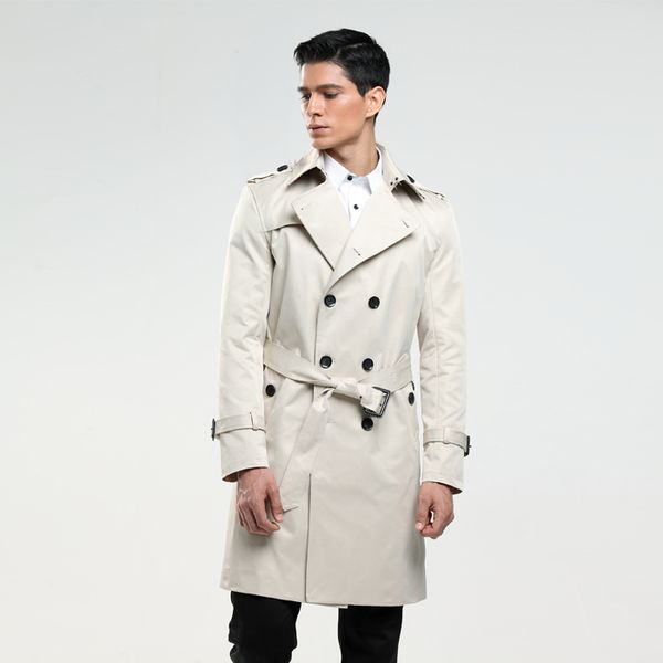 

men's trench coats 6xl coat size custom-tailor england man's double-breasted long pea slim fit classic trenchcoat as gifts, Tan;black