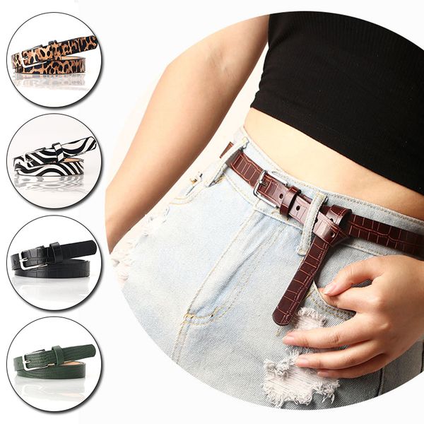 

women leopard striped printed belts fashion square buckle waistband pu leather waist belt female snake pattern jeans accessories, Black;brown