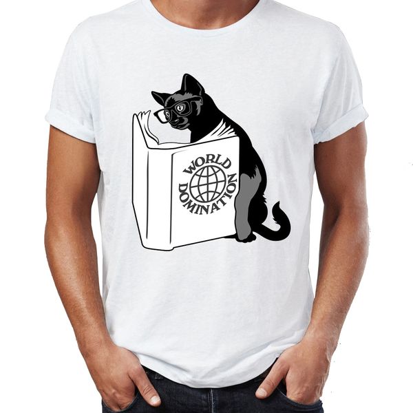 

мужская футболка cat world доминирование смешной черный и белый artsy tee