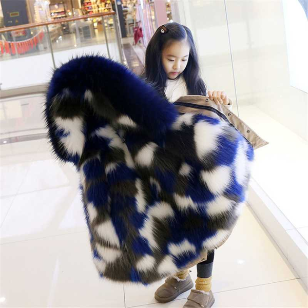 

new 2020 winter thermal jacket baby girl&boy kids coat cool solid jacket coat clothing faux fur thick parker, Blue;gray