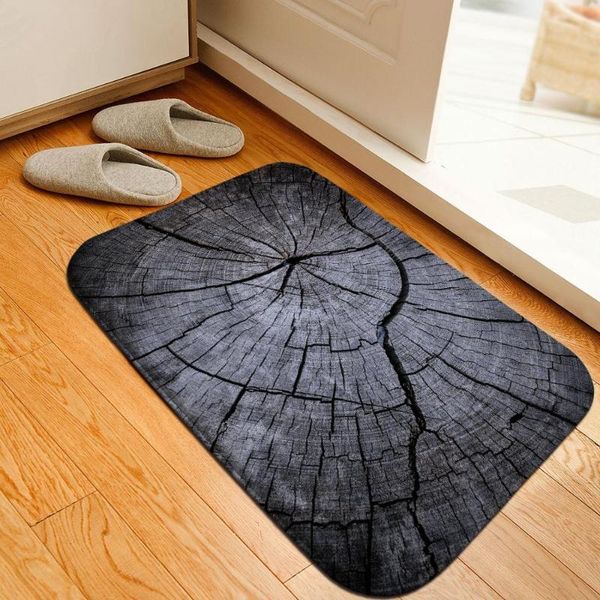 

3d wood grain annual rings carpet bathroom rug bath mat soft crystal fleece anti-skid kitchen balcony floor mat indoor doormat