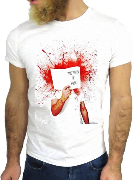 

2018 men t shirt funny z3394 the power of books blood man funny cool fashion movie tee shirt