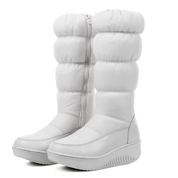 

lucyever 2020 winter ladies down snow boots waterproof cotton padded warm shoes woman plus size 44 non-slip casual booties women, Black