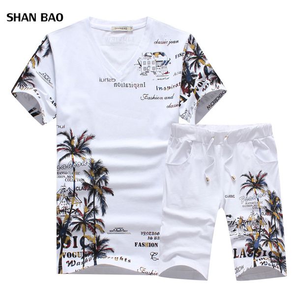 

new fashion summer short sets men tracksuits casual coconut island printing suits for men's clothing chinese style sets t shirt +pants, Gray
