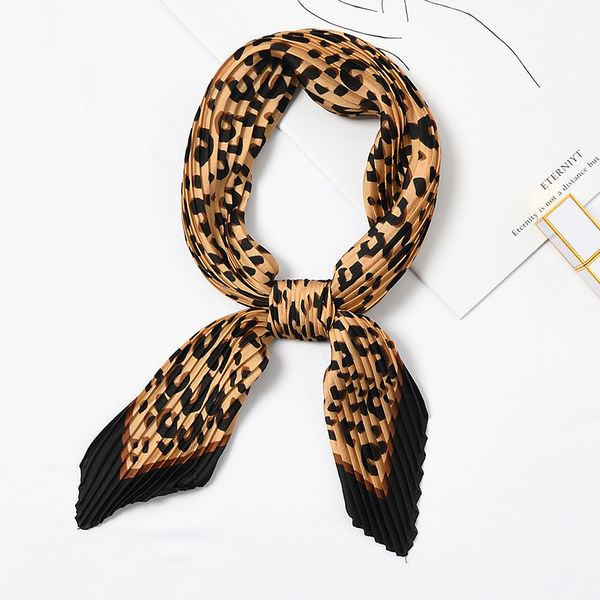 

bandanas square crinkle small silk neck scarf for women crumple bandana wear pleated print foulard female [3926]