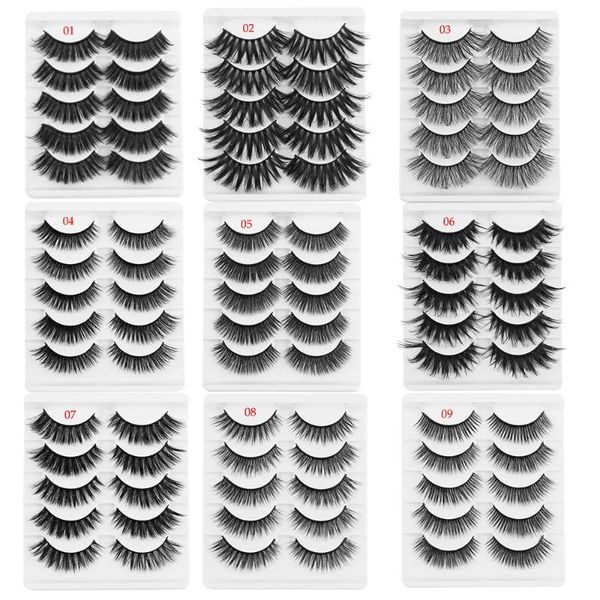 

5 Pairs 3D Faux Mink Hair False Eyelashes Wispies Long Cross Lashes Extension Multilayer Thick Handmade Lashes Eye Makeup Tools