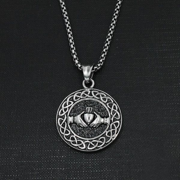 

pendant necklaces stainless steel vintage heart dog tag round necklace circle jewelry for men women gift, Silver
