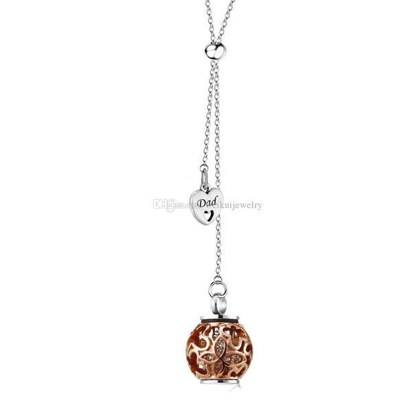 

cremation jewelry urn pendant heart necklace with hollow butterfly beads engraved always in my heart, Silver