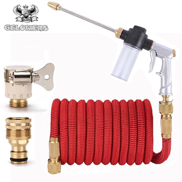 

watering equipments expandable flexible water hose, 25ft-100ft, garden plastic pipe, with spray gun. car wash. watering. suppl