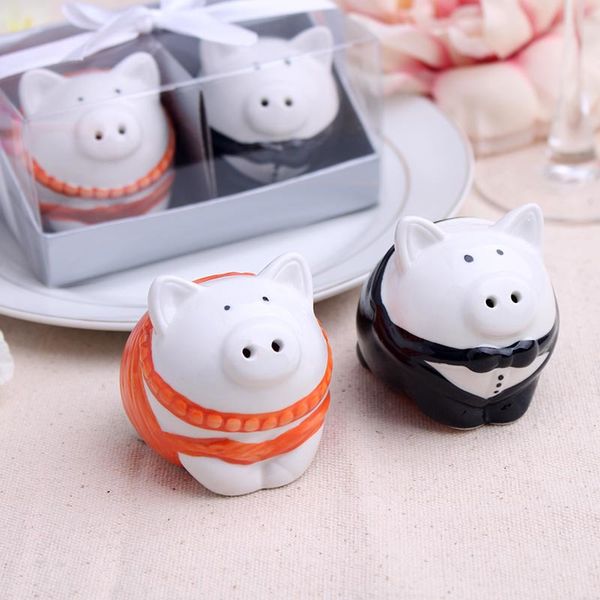 

party favor quevinal 2pcs/set pig couple salt and pepper shaker wedding shower gifts dhl & fedex