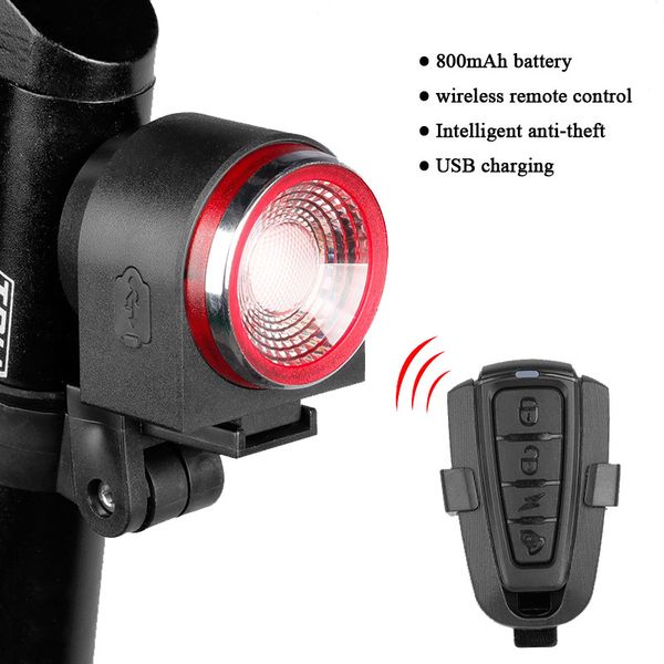 

bike lights bicycle rear lamp braking light burglary alarm remote call wireless control usb charge led lantern antitheft a8