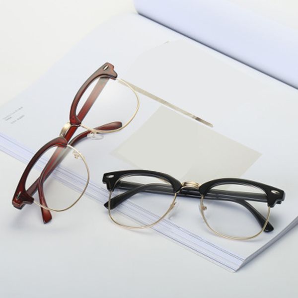

flat mirror glasses frame half-frame retro anti blue light anti uv glasses frame for women men hsj88, White;black