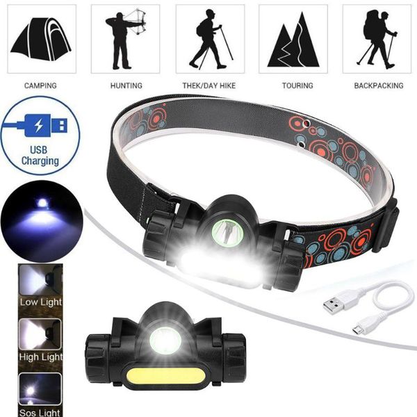 

xpe cob led headlamp usb rechargeable mini headlight head light torch